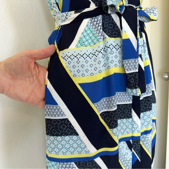 Marcs Geometric Quilt Patchwork Button Down Sleeveless Midi Dress Size 6 - Picture 9 of 12